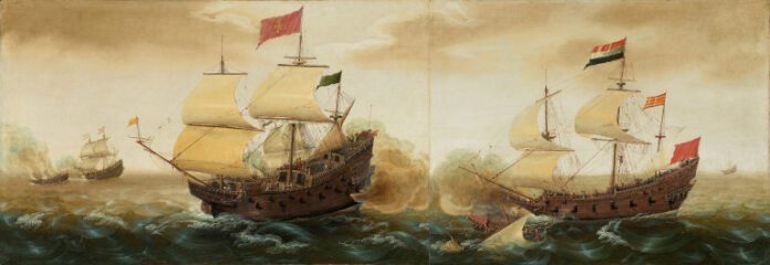 A Naval Encounter between Dutch and Spanish Warships, c. 1618/1620 by Cornelis Verbeeck