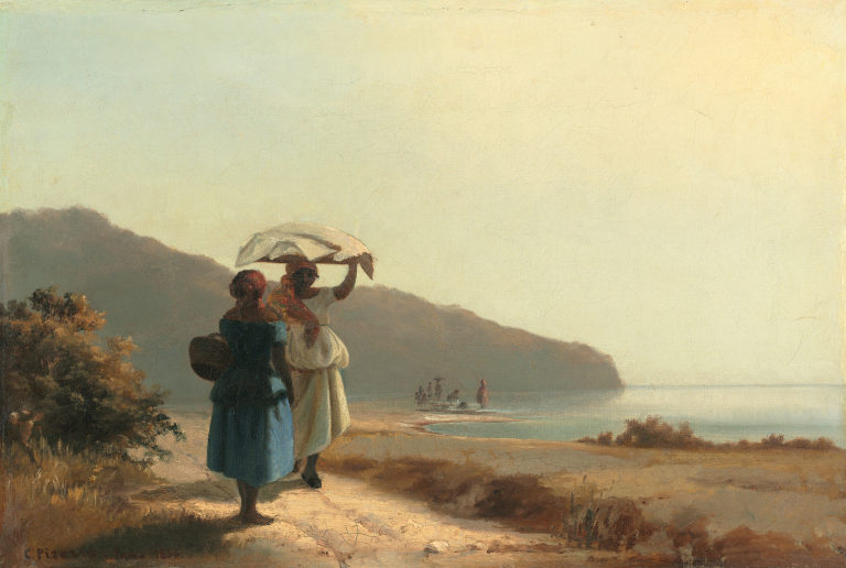 Two Women Chatting by the Sea, St. Thomas, 1856 by Camille Pissarro