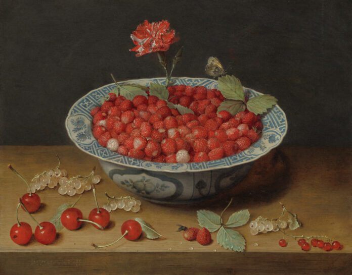 Wild Strawberries and a Carnation in a Wan-Li Bowl, c. 1620 by Jacob van Hulsdonck