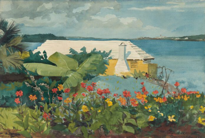 Flower Garden and Bungalow, Bermuda by Winslow Homer