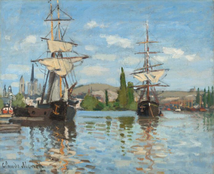 Ships Riding on the Seine at Rouen, 1872/1873 by Claude Monet