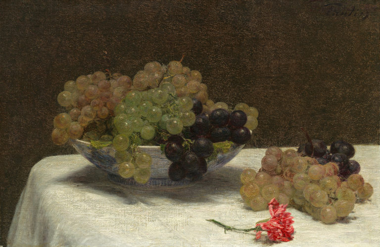 Still Life with Grapes and a Carnation, c. 1880 by Henri Fantin-Latour